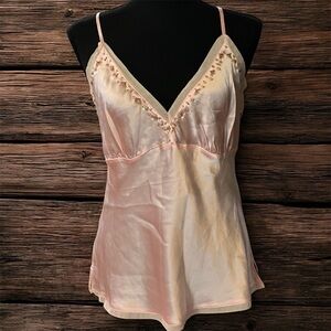 NWT Gold Hawk 100% Silk Cami with Jewels Bedazzled Pink Camisole Large runs smal